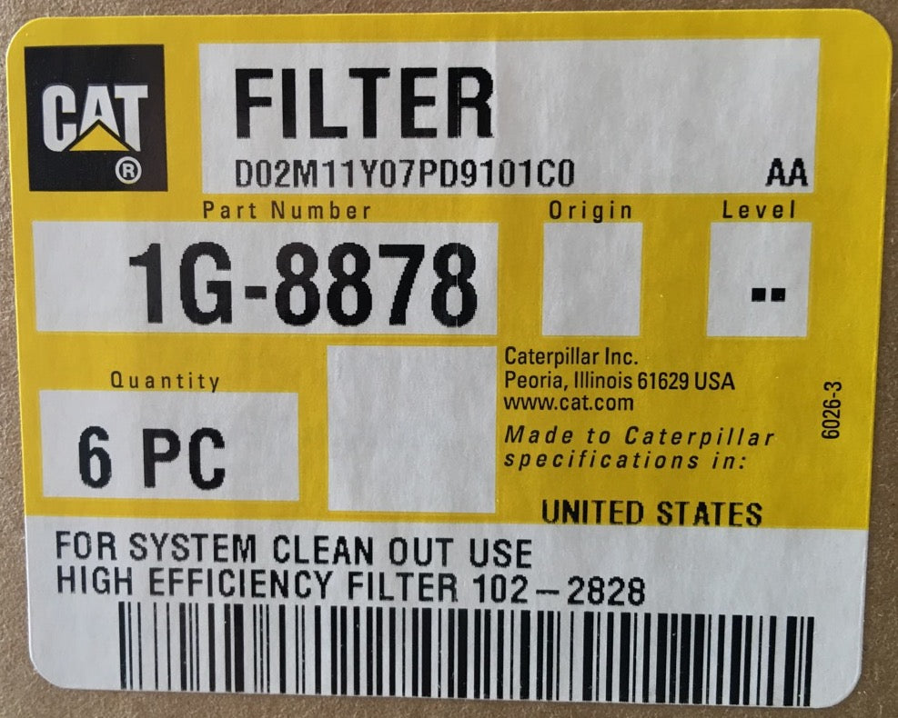 New Caterpillar hydraulic oil filter 1G-8878 (1G8878, 2878402, 1353155,  9T5916) - box of 6 filters