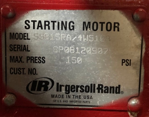 Used Caterpillar air starter 4W-5108 / Ingersoll Rand SS815RA (4W5108, 7C3372, 7C-3372, SS800RA, 5N-8773, 4W-5107, 0R-9851, 10R-1833)