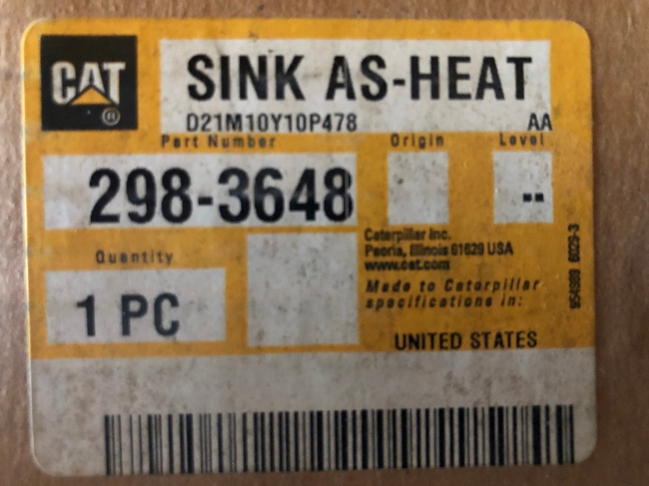 Lacky cat ページ New Caterpillar Heat Sink Assembly 298-3648 (2983648, 125-2114