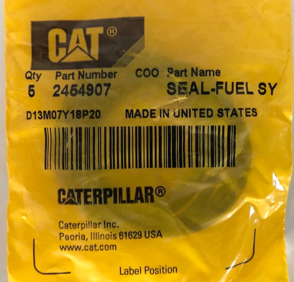 New Caterpillar fuel injector seal-o-ring 245-4907 - 5 pieces (2454907, 9X-7735, 9X7735, 7E-4847, 7E4847)