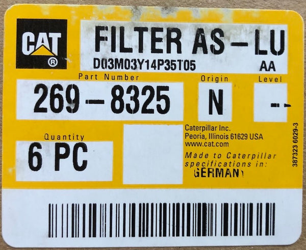 New Caterpillar oil filter 2698325 (4621171) - box of 6 filters - Yellow Power International