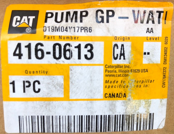 New Caterpillar water pump 4160613 (10R9598, 3132650, 2128174, 1664382) - Yellow Power International