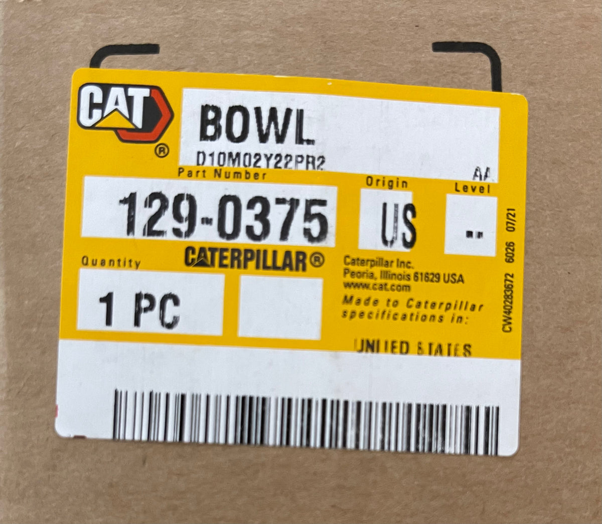 New Caterpillar Bowl 129-0375 (1290375, 170-0062, 102-8944, 102-9514 ...